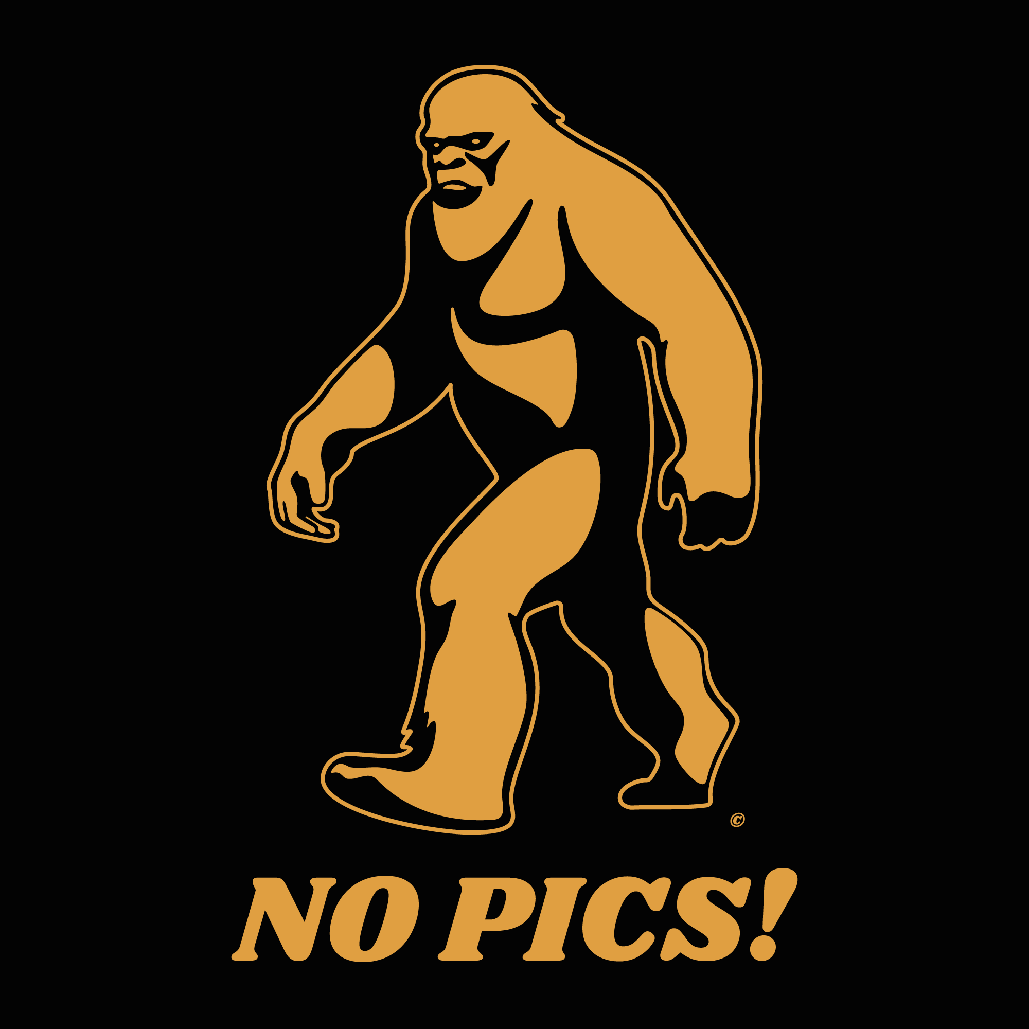 Funny Bigfoot Sasquatch "No Pics" Design Detail