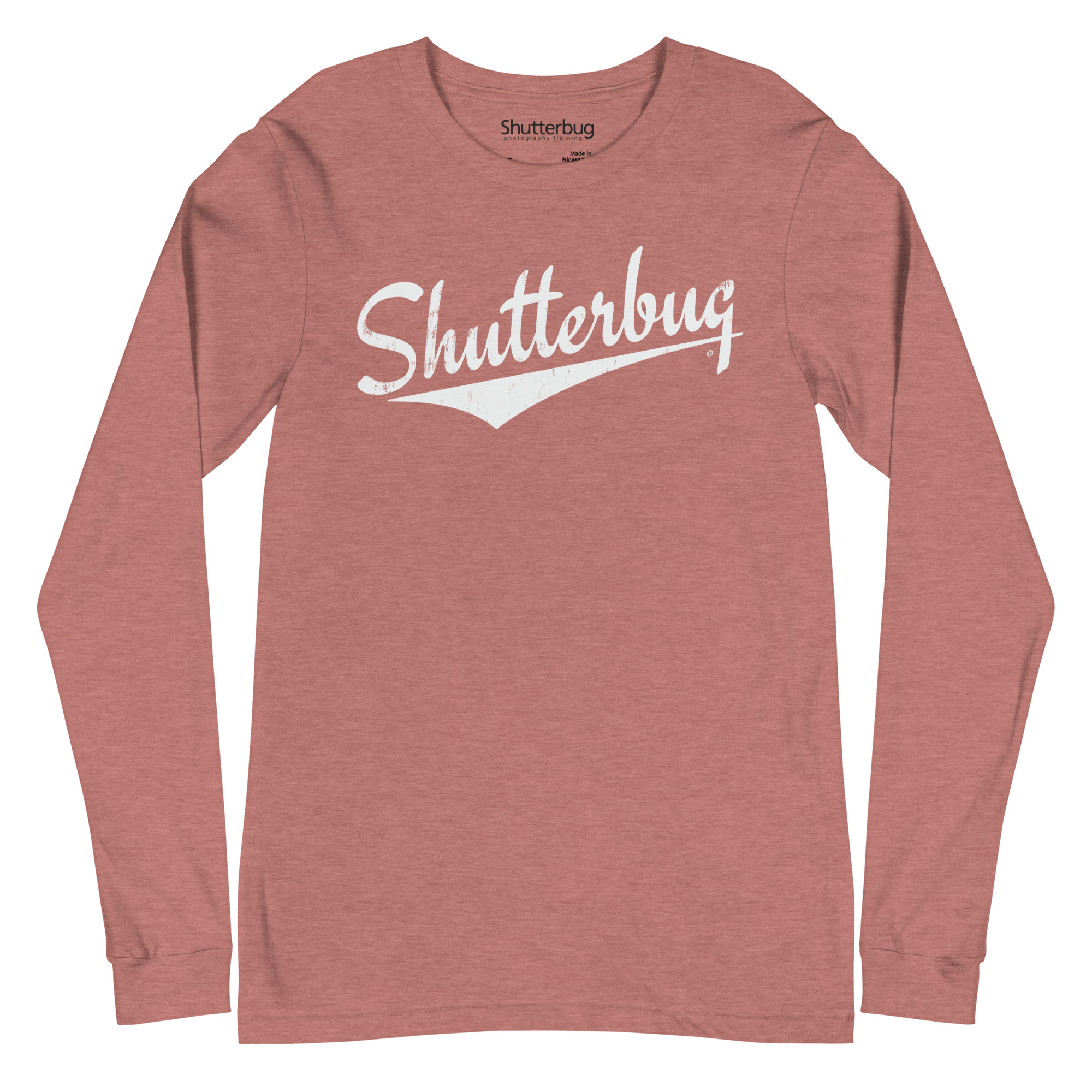 Shutterbug Retro Script Logo Mauve Heather Bella+Canvas Long-Sleeve Tee Shirt
